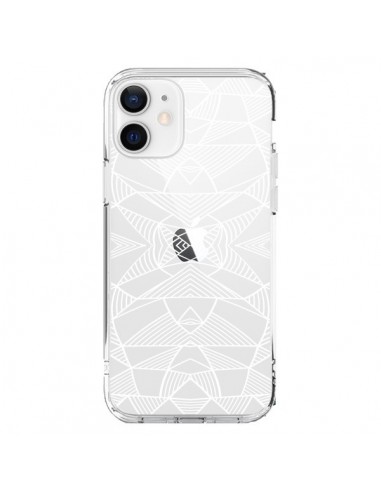 Cover iPhone 12 e 12 Pro Linee Specchi Griglia Triangoli Grid Astratto Bianco Trasparente - Project M