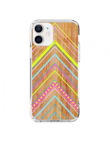 Cover iPhone 12 e 12 Pro Wooden Chevron Rosa Legno Azteco Aztec Tribal - Jenny Mhairi