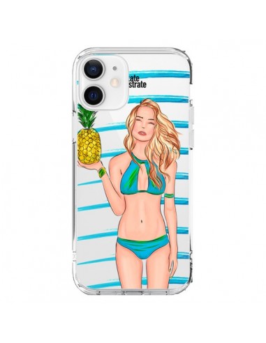 iPhone 12 and 12 Pro Case Malibu Ananas Plage Ete Blue Clear - kateillustrate