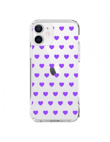 iPhone 12 and 12 Pro Case Heart Love Purple Clear - Laetitia