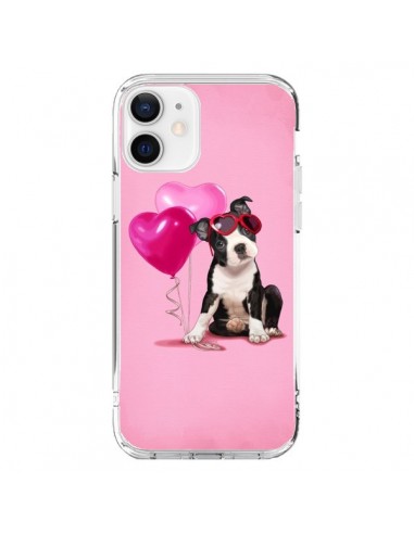 Cover iPhone 12 e 12 Pro Cane Palloncino Occhiali Cuore Rosa - Maryline Cazenave