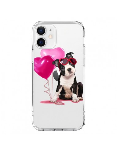 iPhone 12 and 12 Pro Case Dog Dog Ballons Eyesali Heart Pink Clear - Maryline Cazenave