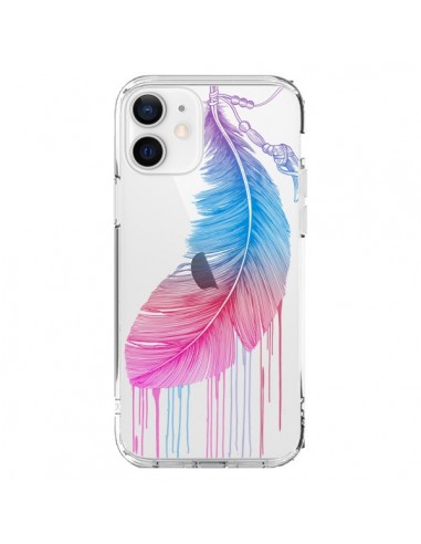 Cover iPhone 12 e 12 Pro Piuma Arcobaleno Trasparente - Rachel Caldwell