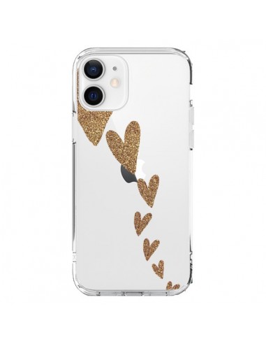 iPhone 12 and 12 Pro Case Heart Falling Gold Hearts Clear - Sylvia Cook