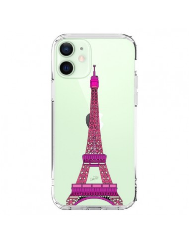 Cover iPhone 12 Mini Tour Eiffel Rosa Paris Trasparente - Asano Yamazaki