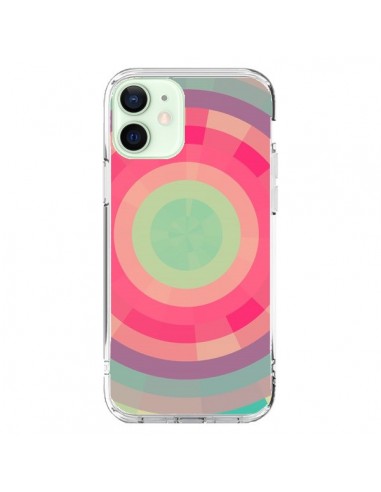 Coque iPhone 12 Mini Spirale de Couleurs Rose Vert - Eleaxart