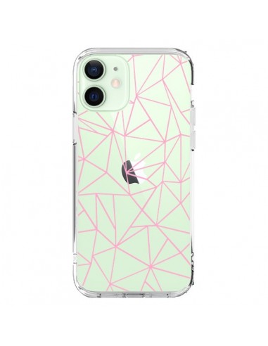 Cover iPhone 12 Mini Linee Trangolo Rosa Trasparente - Project M