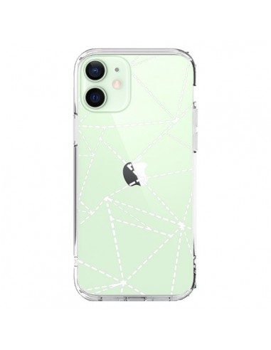 Cover iPhone 12 Mini Linee Punti Astratto Bianco Trasparente - Project M