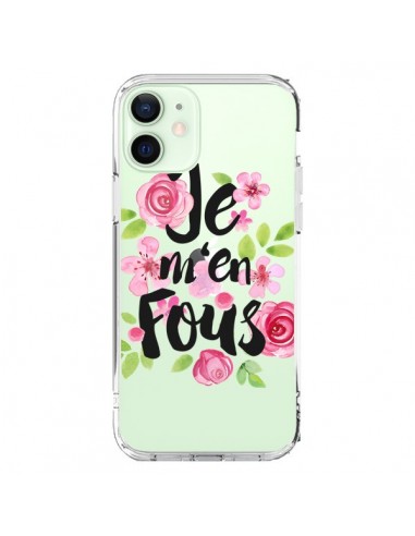 Cover iPhone 12 Mini Je M'en Fous Fiori Trasparente - Maryline Cazenave