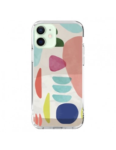 Coque iPhone 12 Mini Moody Geometry Multi White - Ninola Design