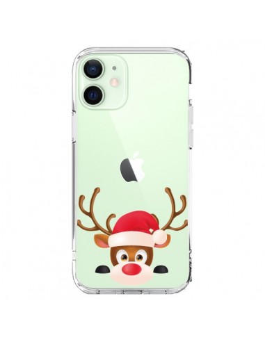 Coque iPhone 12 Mini Renne de Noël transparente - Nico