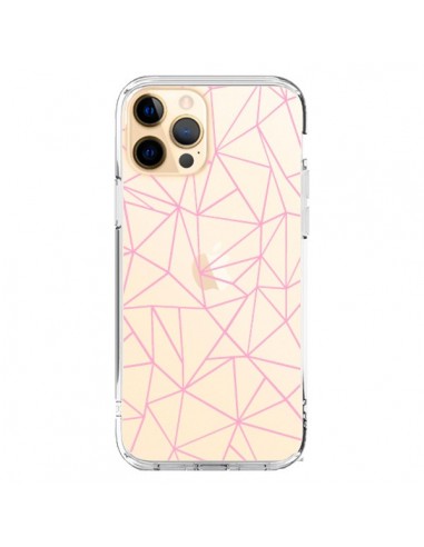 Cover iPhone 12 Pro Max Linee Trangolo Rosa Trasparente - Project M