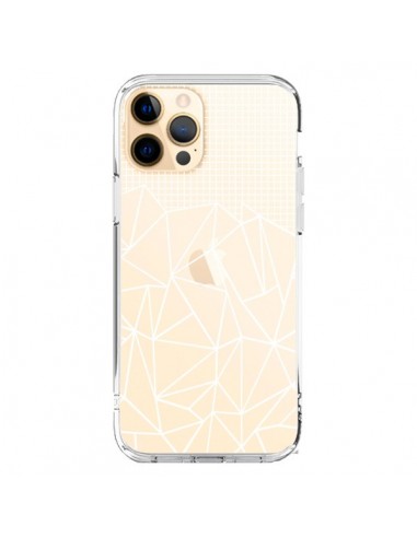 Cover iPhone 12 Pro Max Linee Griglia Grid Astratto Bianco Trasparente - Project M