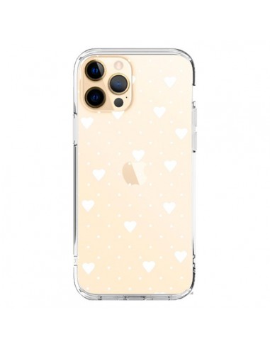 Cover iPhone 12 Pro Max Punti Cuori Bianco Trasparente - Project M