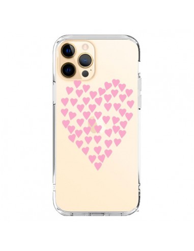 iPhone 12 Pro Max Case Hearts Love Pink Clear - Project M