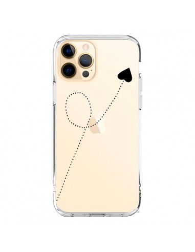 Cover iPhone 12 Pro Max Travel to your Heart Nero Viaggio Cuore Trasparente - Project M