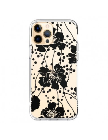 Cover iPhone 12 Pro Max Fiori Neros Trasparente - Dricia Do