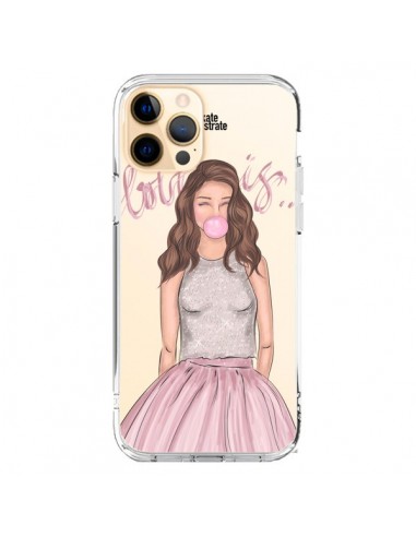 Cover iPhone 12 Pro Max Bubble Girl Tiffany Rosa Trasparente - kateillustrate