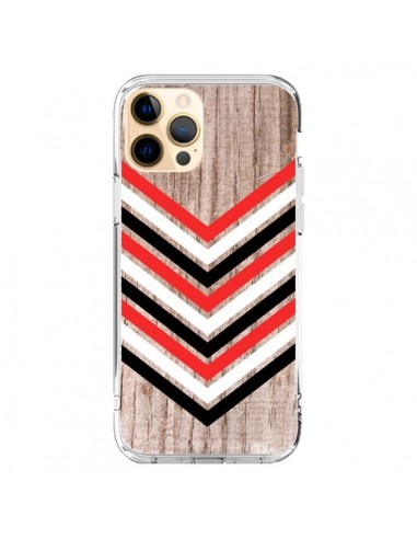 Cover iPhone 12 Pro Max Tribale Azteco Legno Wood Freccia Rosso Bianco Nero - Laetitia