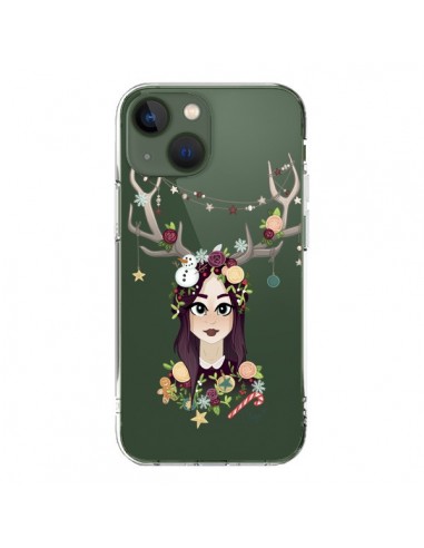 Coque iPhone 13 Christmas Girl Femme Noel Bois Cerf Transparente - Chapo