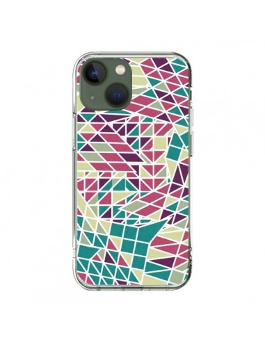 Coque iPhone 13 Azteque Triangles Vert Violet - Eleaxart