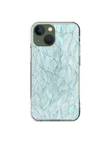 Cover iPhone 13 Foglie Verde-Acqua  - Léa Clément