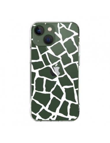 Cover iPhone 13 Giraffa Mosaico Bianco Trasparente - Project M