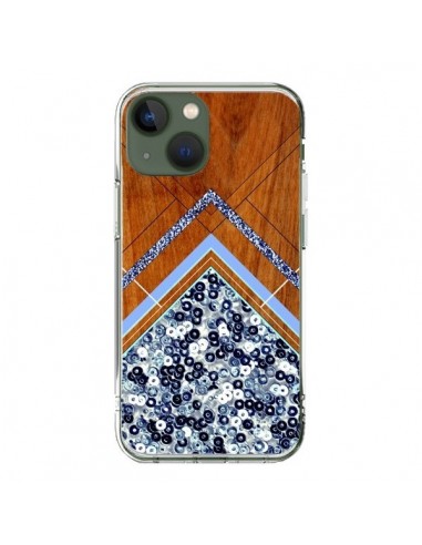 Cover iPhone 13 Sequin Geometria Legno Azteco Aztec Tribal - Jenny Mhairi