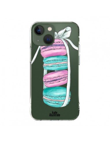 Coque iPhone 13 Macarons Pink Mint Rose Transparente - kateillustrate