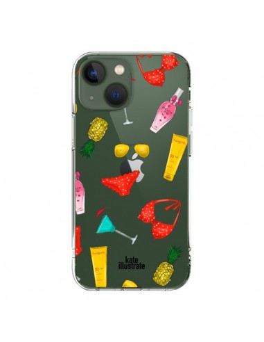 Coque iPhone 13 Summer Essentials Ete Essentiel Transparente - kateillustrate