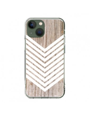 Cover iPhone 13 Tribale Azteco Legno Wood Freccia Bianco - Laetitia