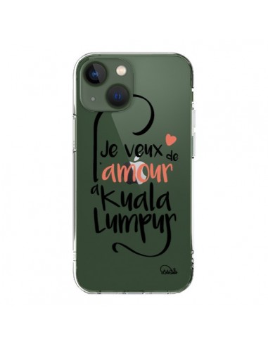 Cover iPhone 13 Je veux de l'amour à Kuala Lumpur Trasparente - Lolo Santo