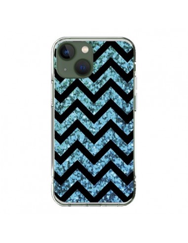 Cover iPhone 13 Chevron Aqua Sparkle Triangolo Azteco - Mary Nesrala