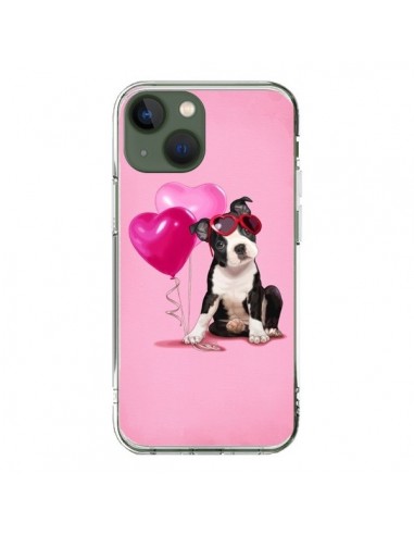 Cover iPhone 13 Cane Palloncino Occhiali Cuore Rosa - Maryline Cazenave