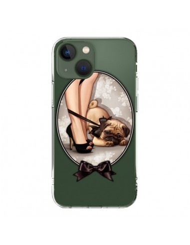 Cover iPhone 13 Lady Jambes Cane Bulldog Dog Papillon Trasparente - Maryline Cazenave