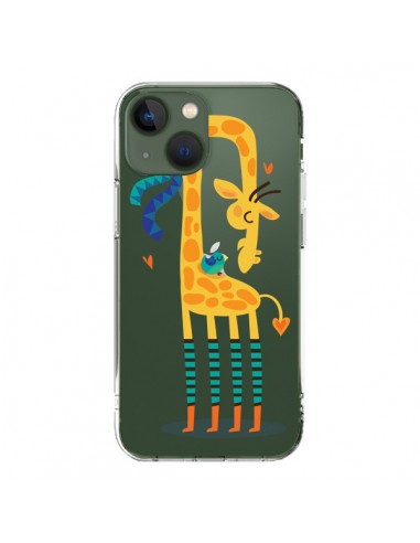 Cover iPhone 13 L'oiseau e la Girafe Amore L'uccello e la Giraffa Trasparente - Maria Jose Da Luz