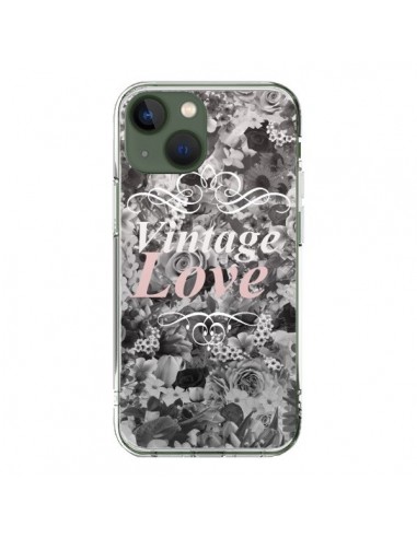 Cover iPhone 13 Vintage Amore Nero Fiori - Monica Martinez