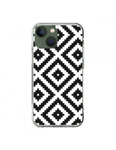 Coque iPhone 13 Diamond Chevron Black and White - Pura Vida