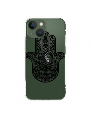 Cover iPhone 13 Hamsa Cinque Dita Mano Cattiva Occhio Trasparente - Rachel Caldwell