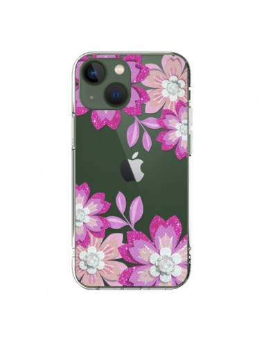 Cover iPhone 13 Fiori Invernali Rosa Trasparente - Sylvia Cook