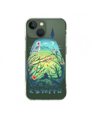 Cover iPhone 13 Totoro Manga Fiori Trasparente - Victor Vercesi