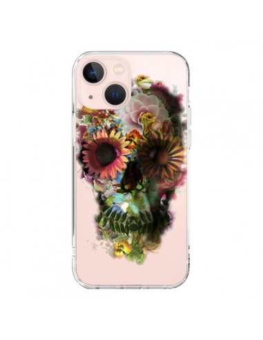 Cover iPhone 13 Mini Teschio Fiori Trasparente - Ali Gulec