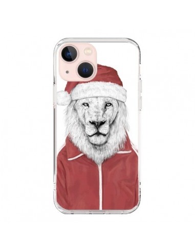 Coque iPhone 13 Mini Santa Lion Père Noel - Balazs Solti