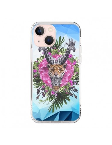 Coque iPhone 13 Mini Girafes Lion Tigre Jungle - Eleaxart