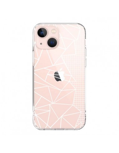 Cover iPhone 13 Mini Linee Griglia Side Grid Astratto Bianco Trasparente - Project M