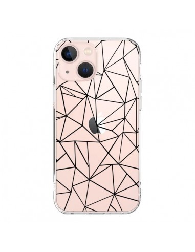 iPhone 13 Mini Case Lines Grid Abstract Black Clear - Project M