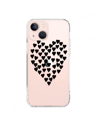 Cover iPhone 13 Mini Cuori Amore Nero Trasparente - Project M