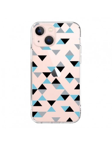 iPhone 13 Mini Case Triangles Ice Blue Black Clear - Project M