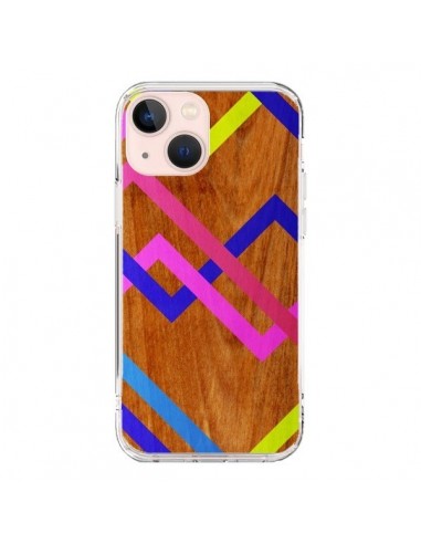 Cover iPhone 13 Mini Rosa Giallo Legno Azteque Aztec Tribal - Jenny Mhairi