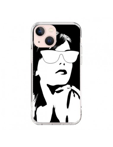 Cover iPhone 13 Mini Ragazza Occhiali Bianco - Jonathan Perez